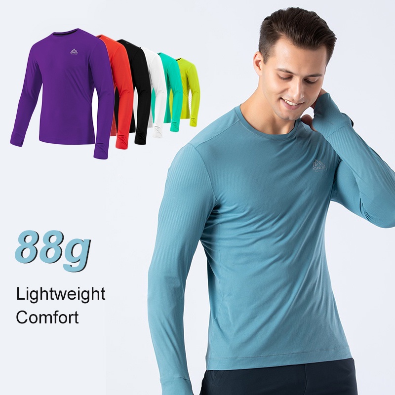Aonijie fm5127 man quick drying running t-shirt áo sơ mi dài tay có lỗ ngón tay