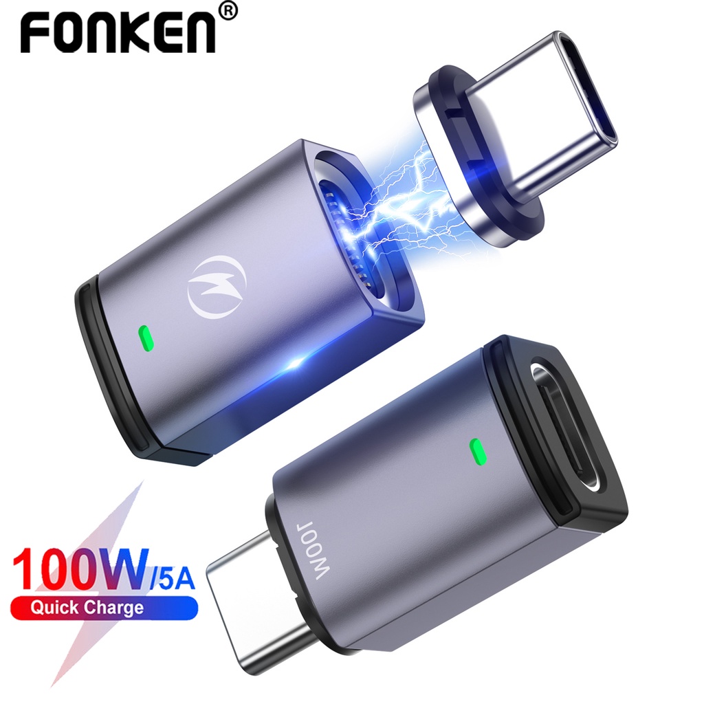 Fonken pd 100w loại c sang loại c bộ chuyển đổi từ tính 5a sạc nhanh loại c bộ chuyển đổi nam châm bộ chuyển đổi từ tính loại c