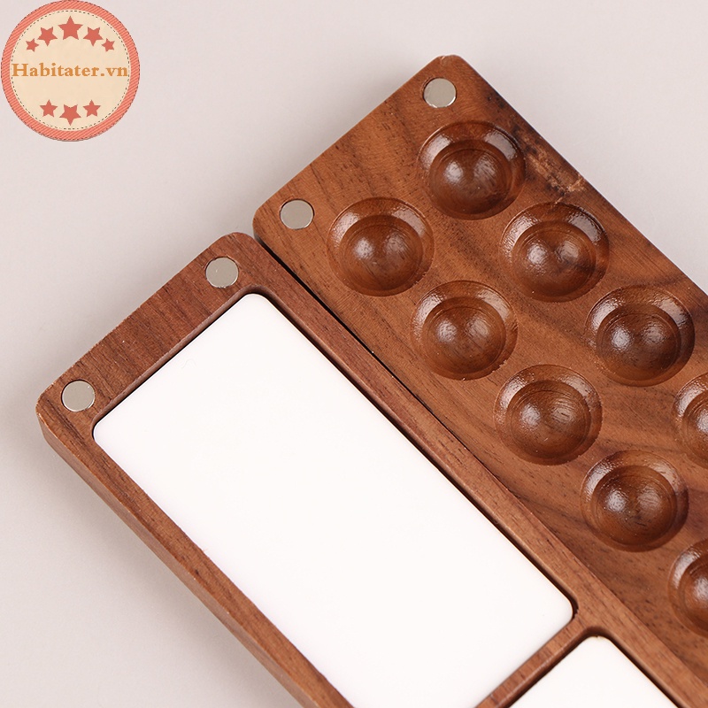 Tater du lịch xách tay làm bằng tay màu nước bảng màu sơn dầu hộp khay hộp rỗng hộp sơn óc chó nhỏ màu đen vn