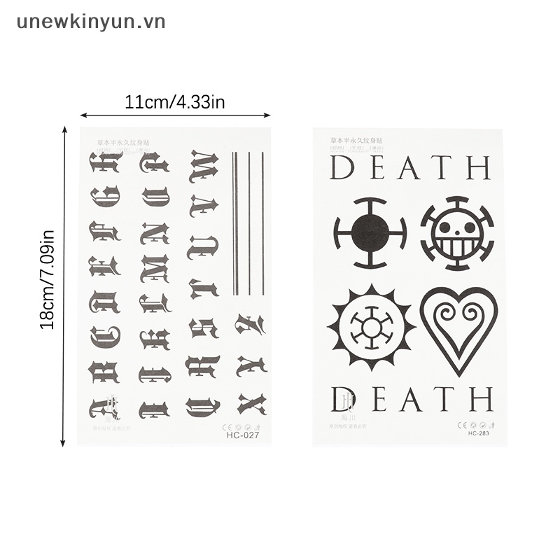 Uu 2sheet dán hình xăm ngón tay chữ cái mẫu nhỏ không thấm nước cá tính mát mẻ hình xăm giả đàn ông tay đen trở lại hình xăm tạm thời vn