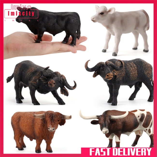 Imixcity mô phỏng con bò sữa hình hành động thực tế dễ thương động vật trang trí mô hình cho bộ sưu tập trẻ em