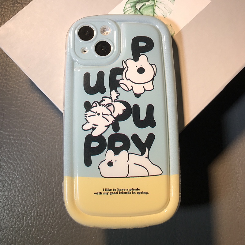 Soft soap blue puppy case wtih phone chain strap cho oppo reno 10 pro 7 8 z 5g 10 pro 8 5g 7 z 8 6 5 oppo a78 a77s a54 a16k a17 a17k a95 a96 a98 a58 a55 a57phone Việt