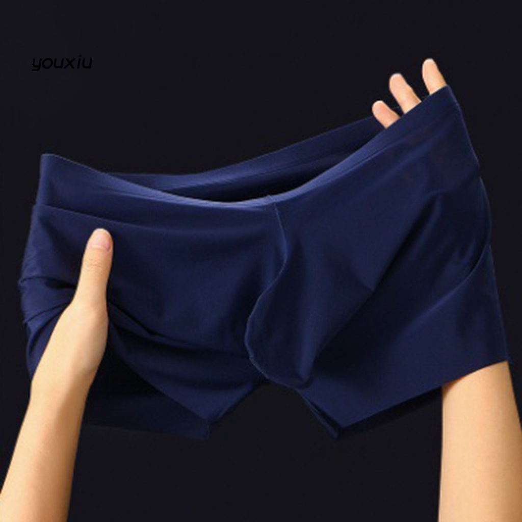 Yfp u lồi màu rắn liền mạch quần sịp nam ice silk mid-eo đồ lót nam