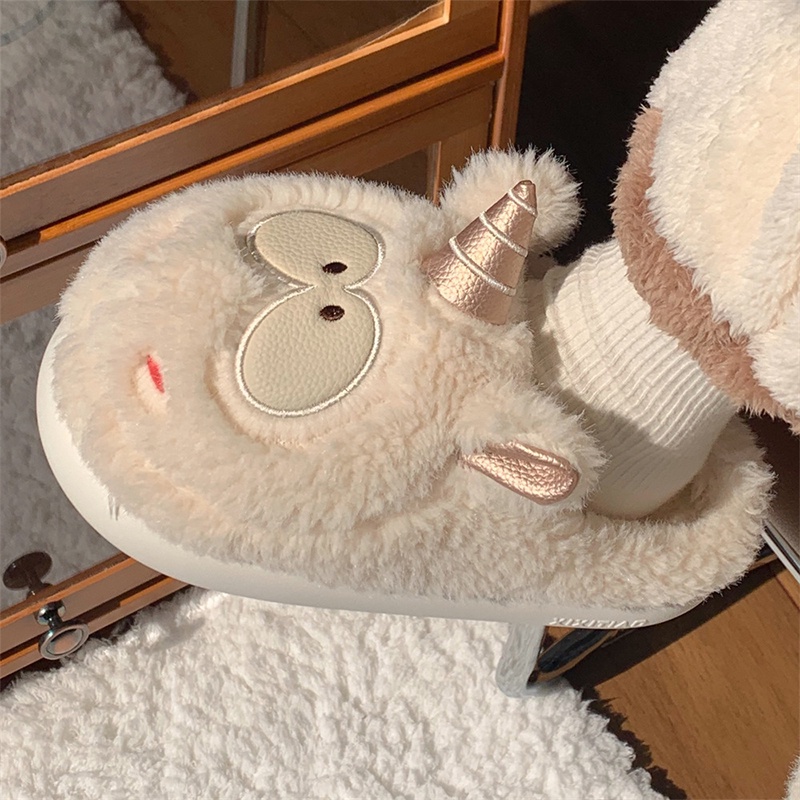 Dép Bông Đi Trong Nhà Hình Kỳ Lân Dễ Thương Cho Nữ