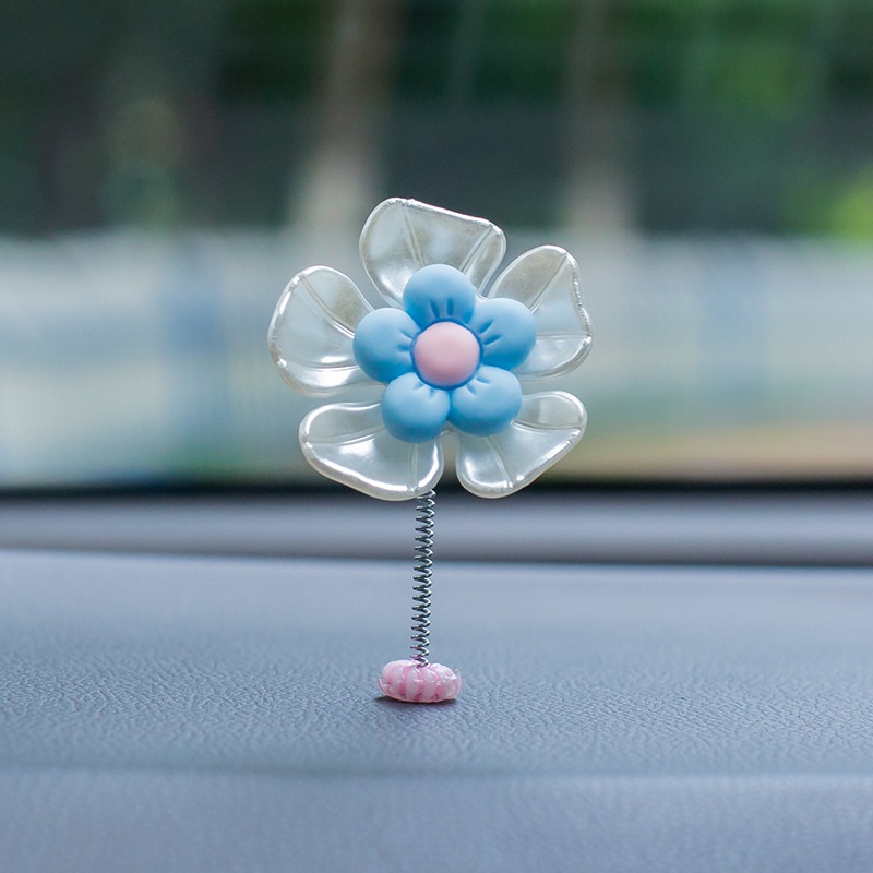 Xe lắc đầu trang trí cánh hoa, màn hình bảng điều khiển trung tâm, phim hoạt hình trang trí nội thất ô tô