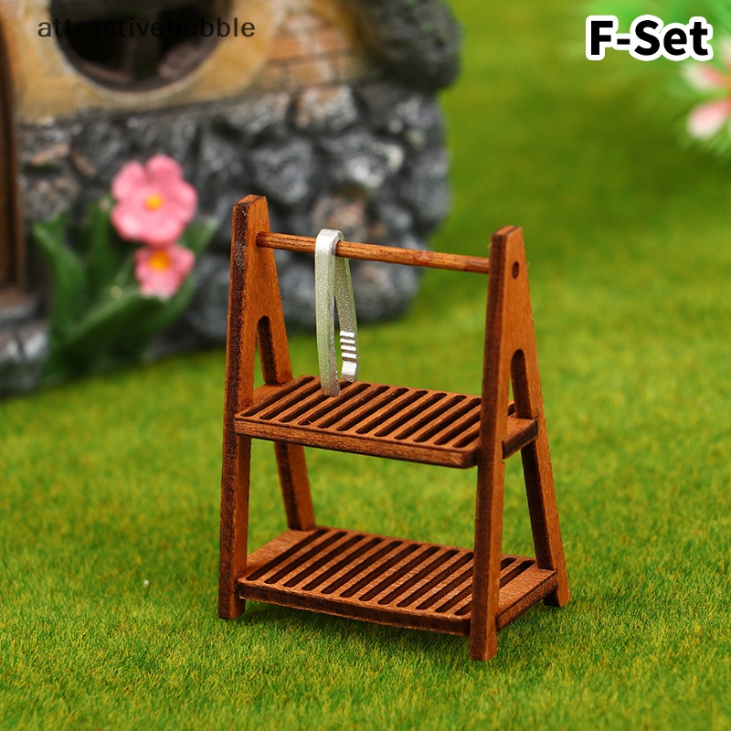 Atvn 1set 1:12 dollhouse miniature bread rack cake kệ hộp lưu trữ / giỏ w / kẹp nướng cảnh trang trí nhà búp bê phụ kiện martijn