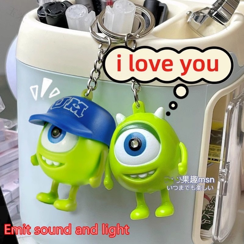 Tiktok giọng nói âm thanh sáng tạo i love you big eyes monster doll mặt dây chuyền móc khóa cặp đôi led phát sáng móc khóa