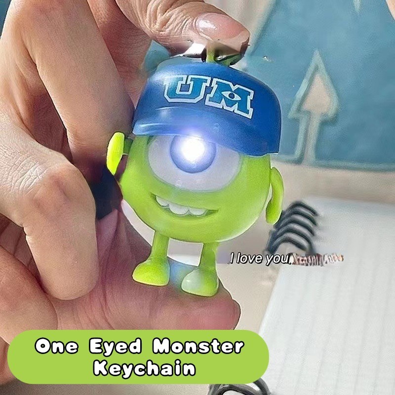 Tiktok giọng nói âm thanh sáng tạo i love you big eyes monster doll mặt dây chuyền móc khóa cặp đôi led phát sáng móc khóa