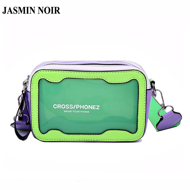 Túi đeo chéo JASMIN NOIR hình vuông đơn giản trong suốt thời trang cho kỳ nghỉ