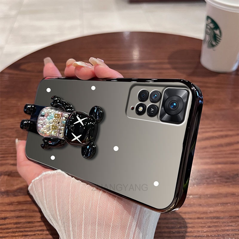 ốp lưng Redmi note 11 Pro Redmi note 11 Redmi note 11s Ốp Điện Thoại TPU Trong Suốt Mạ Điện Có Giá Đỡ Hình Gấu Cho Redmi note 11 Pro Redmi note 11 Redmi note 11s