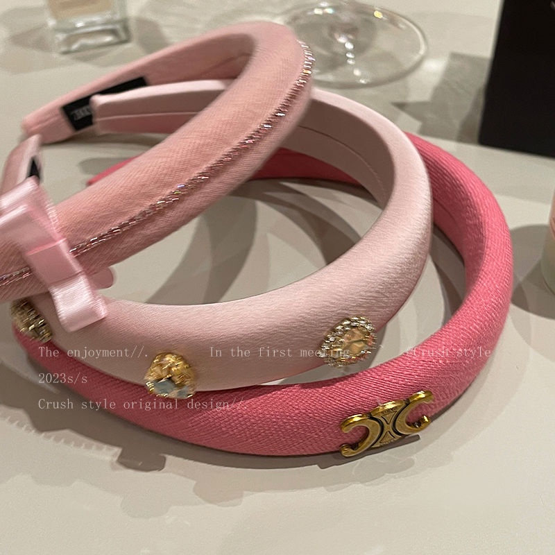 Băng Đô Cài Tóc Bản Rộng Thắt Nơ In Họa Tiết Hoa Anh Đào / Đầu Lâu Kiểu Retro Dễ Thương Cho Bạn Gái