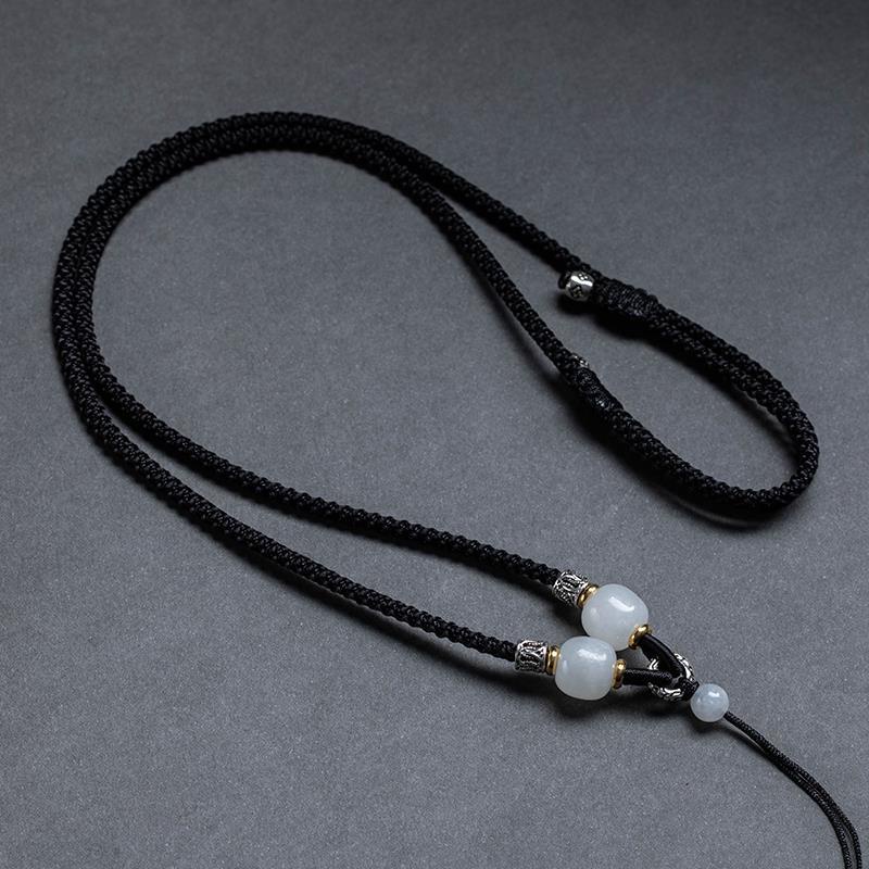 Huasu Dây Đeo Cổ Bằng Đá Ngọc Bích Hetian Tự Nhiên Dệt Tay Pixiu Guanyin 4.1 Dành Cho Nam Và Nữ