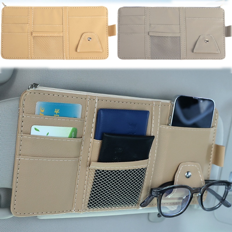 1 Túi Đựng Mắt Kính / Bút Đa Năng Bằng Da PU Gắn Tấm Che Nắng Xe Hơi