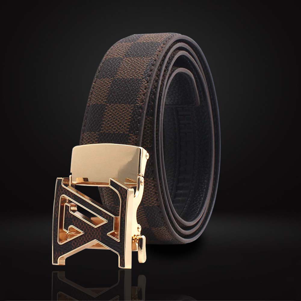 Genuine Leather High-End Versatile Letter Smooth Buckle Casual Belt Fashion L v Pants Male Young Man