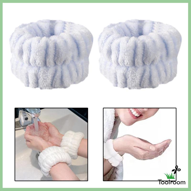 Set 2 Băng Đeo Cổ Tay Rửa Mặt Bằng Sợi Nhỏ Cho Nữ