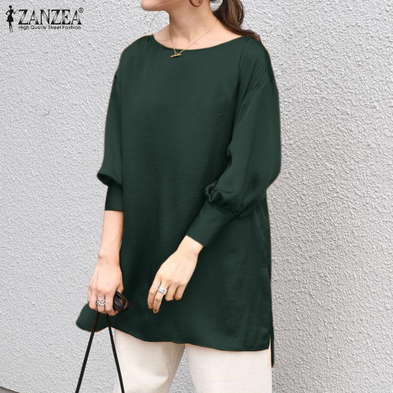 Zanzea Áo Kiểu Tay Phồng 3 / 4 Cổ Tròn Phong Cách Hàn Quốc Dành Cho Nữ