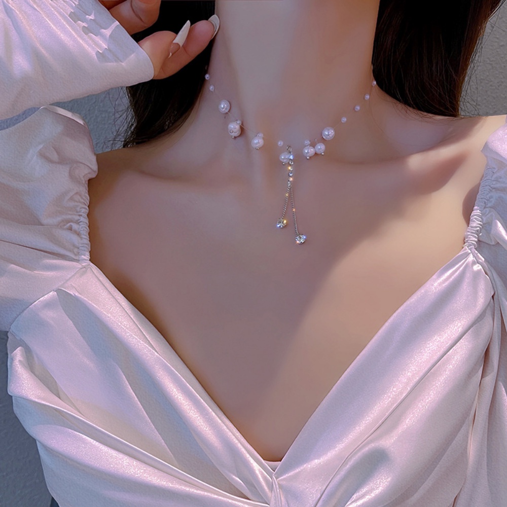 Vòng cổ Đính Ngọc Trai Nhân Tạo Sang Trọng Cho Nữ