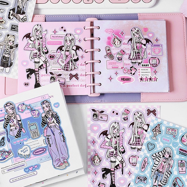 Idako Chiều cô gái sê-ri tự dính câm phim dán truyện tranh ngọt ngào và mát mẻ cô gái xinh đẹp chất liệu dán sổ tay SS511