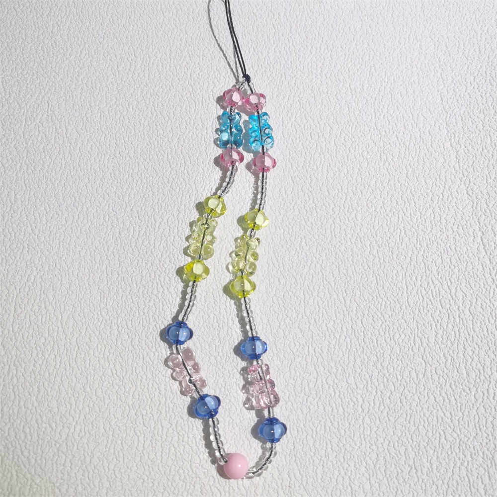 Ốp Điện Thoại Acrylic Mềm Trong Suốt Chống Thất Lạc Hình Gấu Nhiều Màu Có Dây Đeo Chuỗi Hạt Cho Điện Thoại