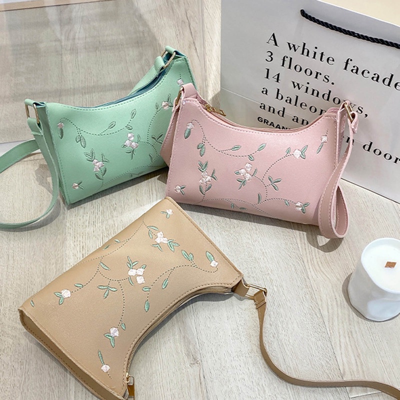 Túi Xách Da PU Mềm Phối Ren Hoa Thời Trang Cho Nữ