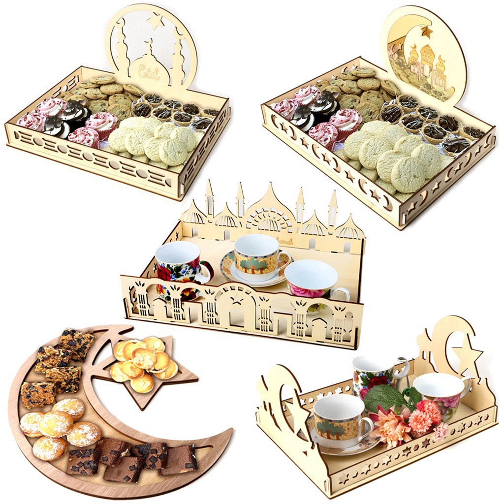 Set 2 Khay Gỗ Trưng Bày Trang Sức trang trí ramadan