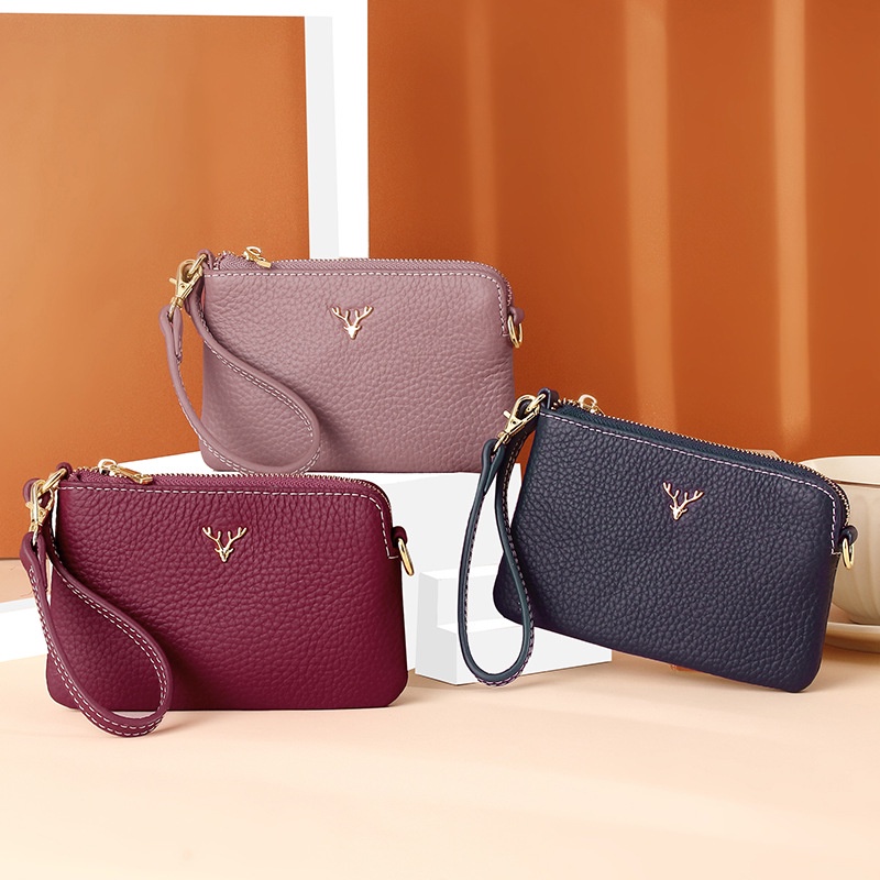 Ví Da Bò Thật Siêu Mỏng Có Khóa Kéo Thời Trang Cho Nữ