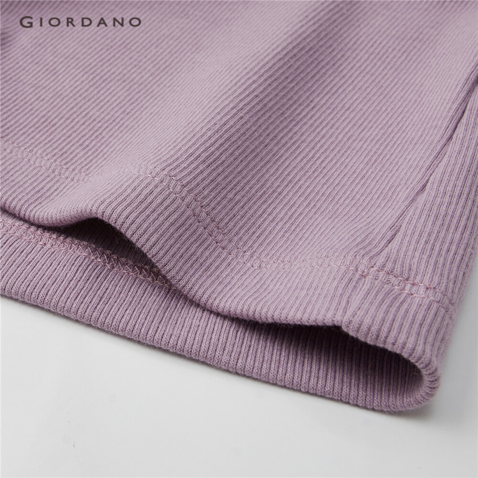 GIORDANO WOMEN Contrast color square neck slim short sleeve tee 05323422