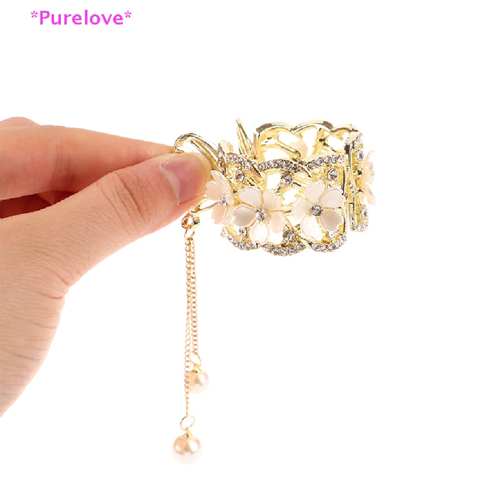 Kẹp Tóc Đính Ngọc Trai Phối Tua Rua Phong Cách Hàn Quốc Thanh Lịch Cho Nữ Mới