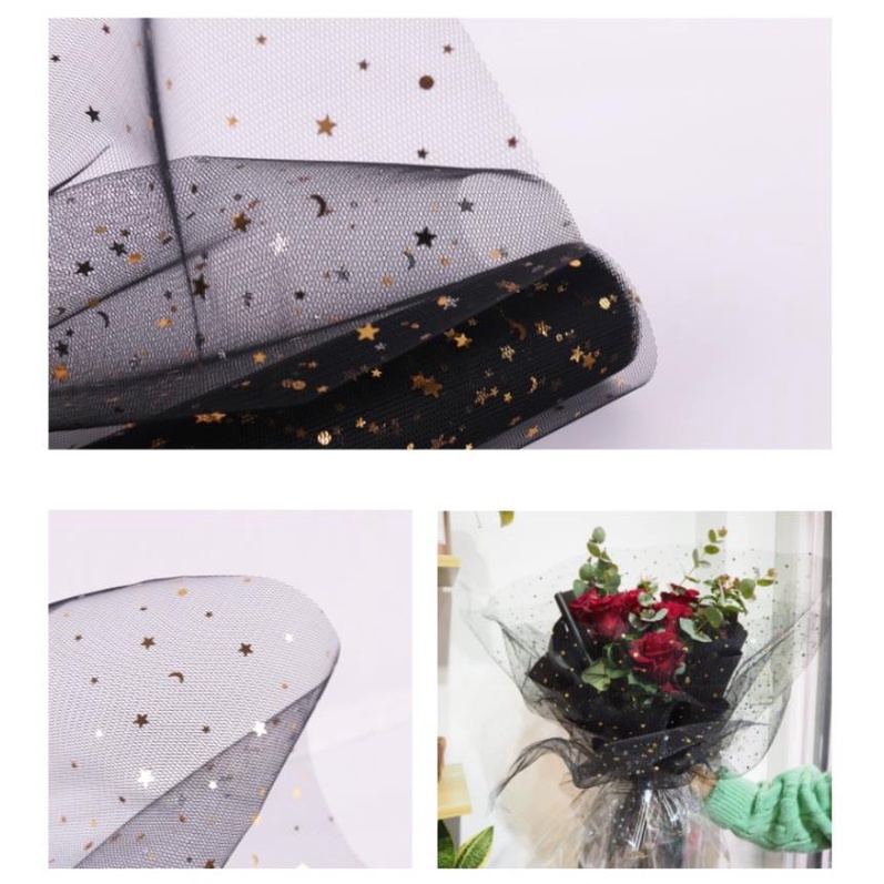 Cuộn Giấy Lưới Gói Hoa 70 * 50cm Hình Trăng Sao