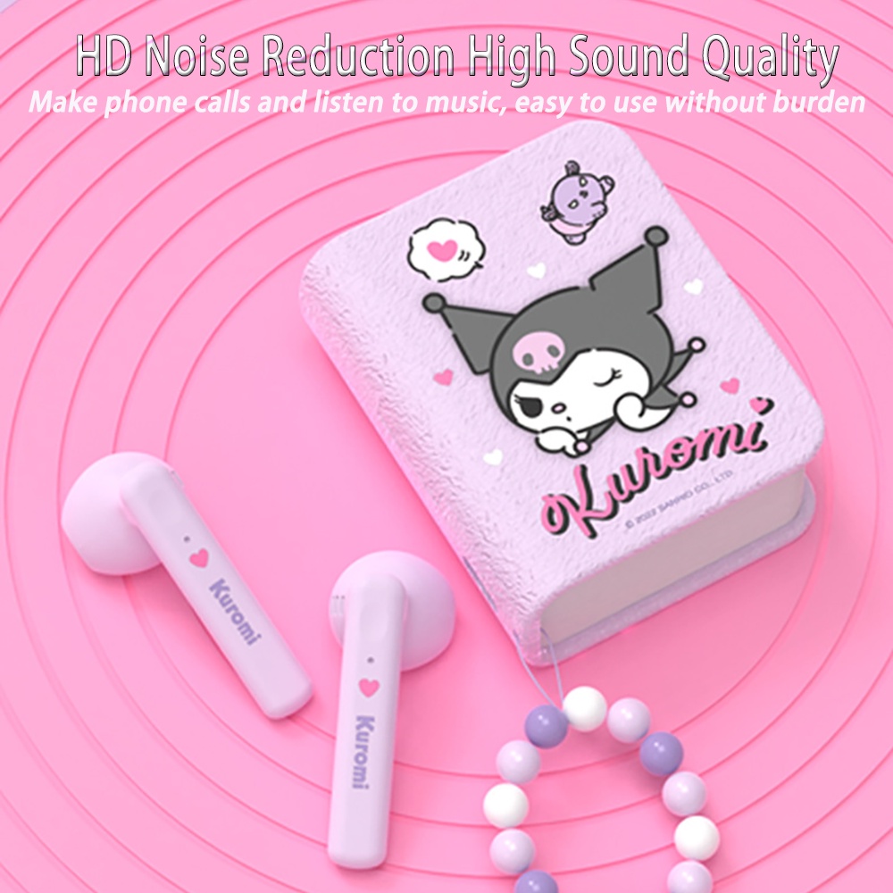Tai Nghe Bluetooth Không Dây Giảm Tiếng Ồn Có Micro Hình Hoạt Hình Sanrio Kuromi Cinnamoroll Tws