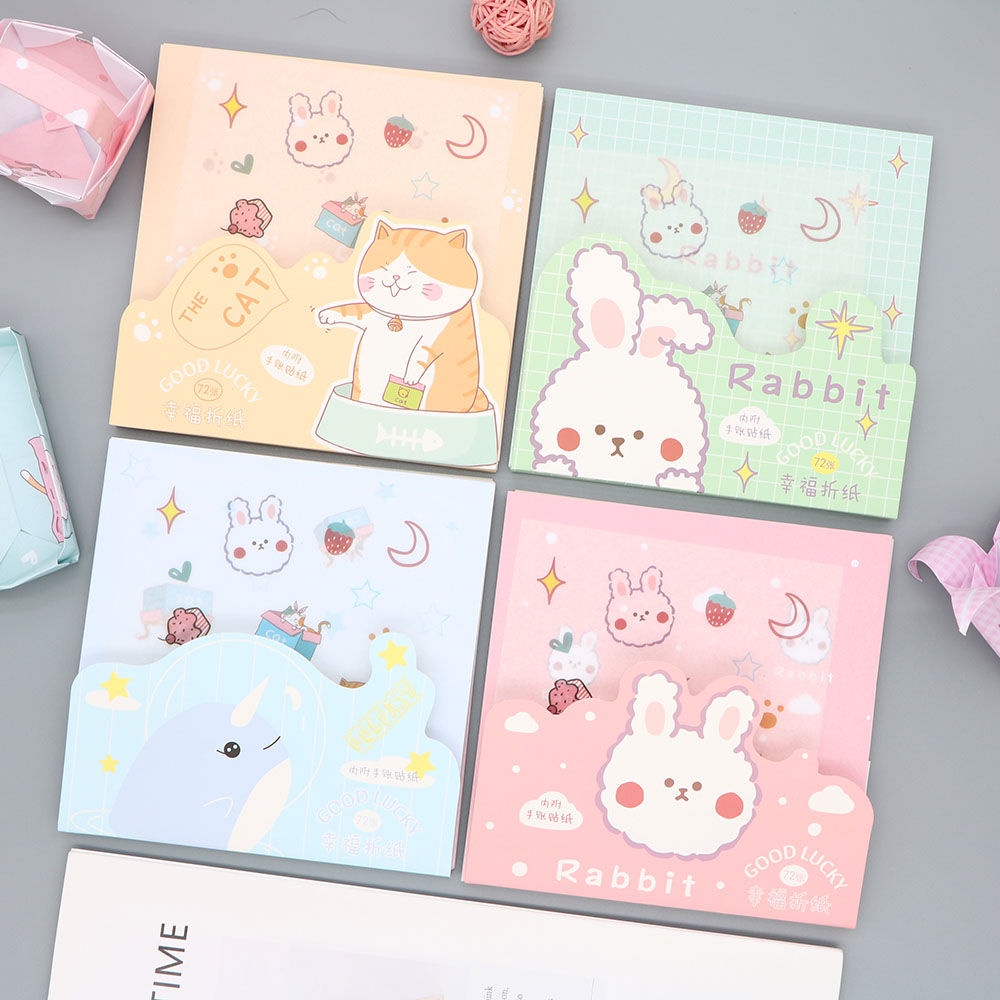 Bộ Giấy Xếp origami 70 / 14cm In Họa Tiết Hoạt Hình Nhiều Màu Sắc Cho Bé