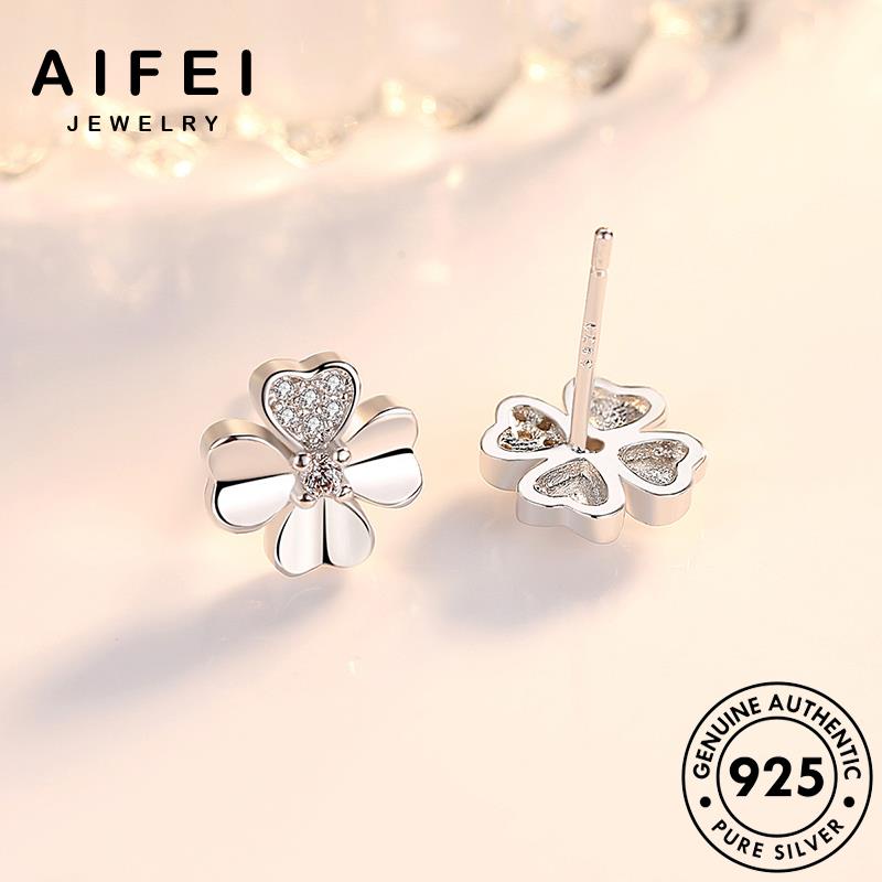 AIFEI JEWELRY trang ba thật hàn tai kiện thời yêu moissanite cương sức trang bông kim thời nữ bạc cỏ xỏ phụ nguyên quốc vành hình 925 tròn tình khuyên tua lá Thời bản E93