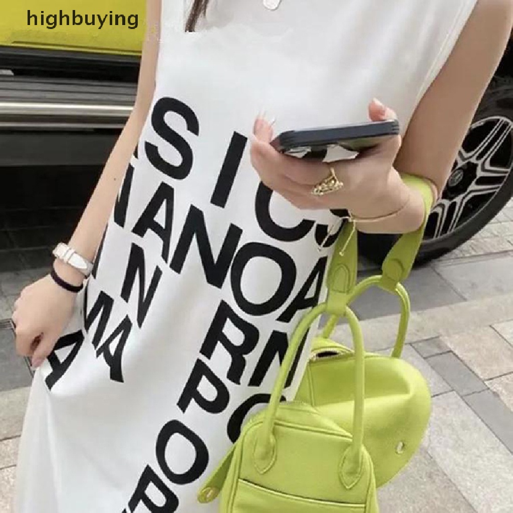 Đầm Dài In Chữ Thời Trang Hè Xinh Xắn Cho Nữ