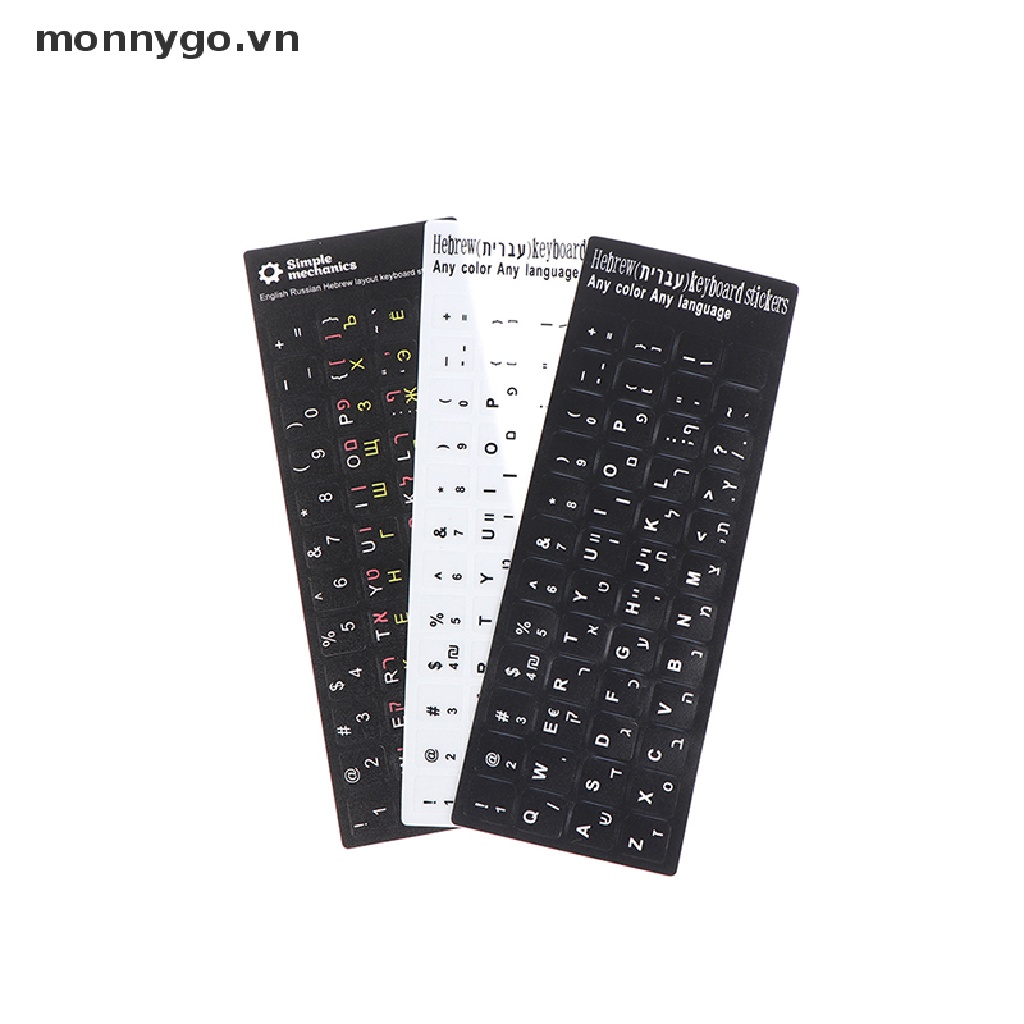 Miếng Dán Nút Bàn Phím Máy Tính In Chữ Cái Alphabet monnygo Hebrew