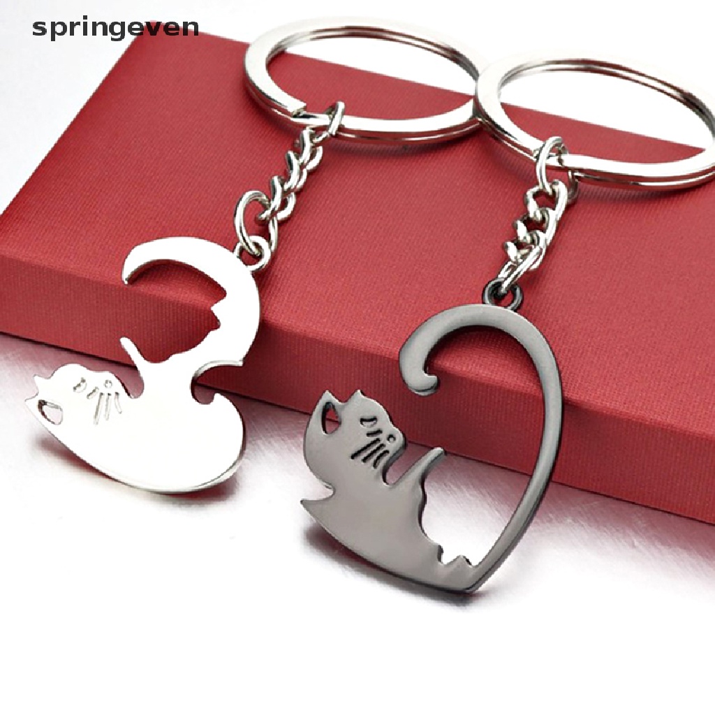 2 Móc Khóa Hình Mèo Đen Bằng Thép Không Gỉ