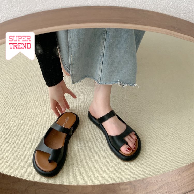 Dép Sandal Mũi Tròn Màu Trơn Thoải Mái Thời Trang Mới Dễ Phối Đồ