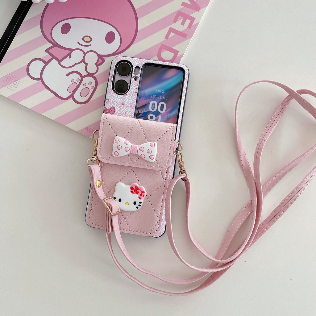 Ốp Điện Thoại Da Nắp Gập Chống Sốc Có Ngăn Đựng Thẻ Hình hello Kitty Cho OPPO Find N2