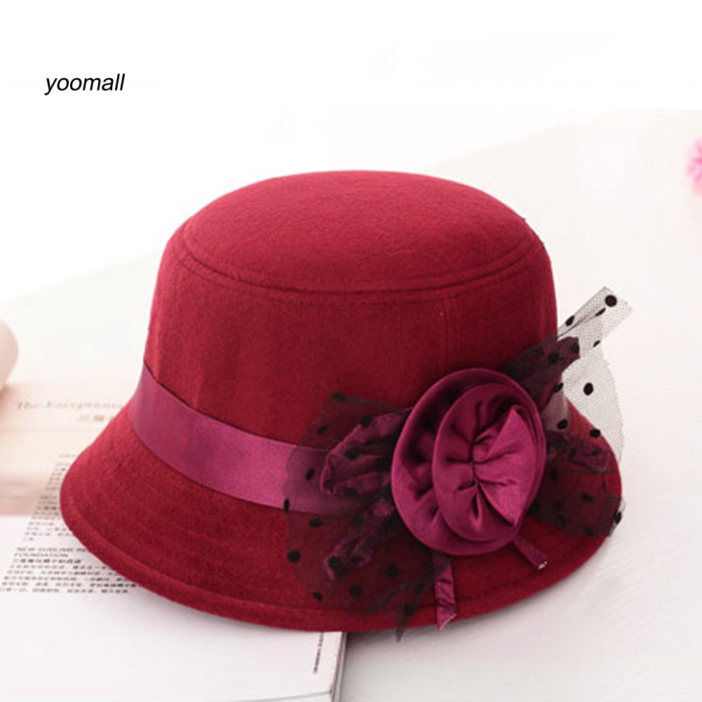 Mũ Vành Tròn Màu Trơn Thêu Hoa Phong Cách Retro Cho Nữ