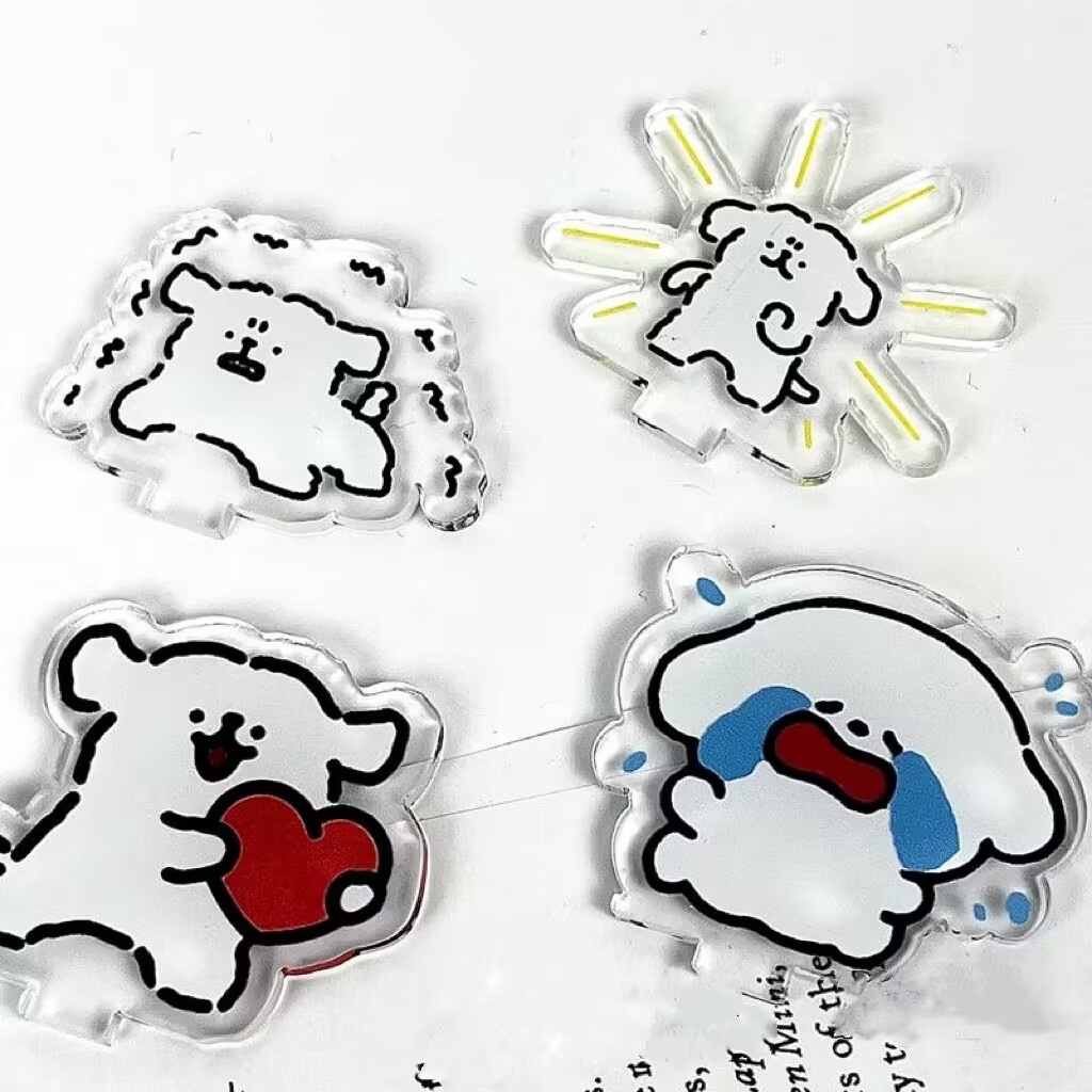 Bộ 4 Giá Đỡ Bằng Acrylic Hình Chú Chó Hoạt Hình Dễ Thương Độc Đáo Trang Trí Bàn Làm Việc
