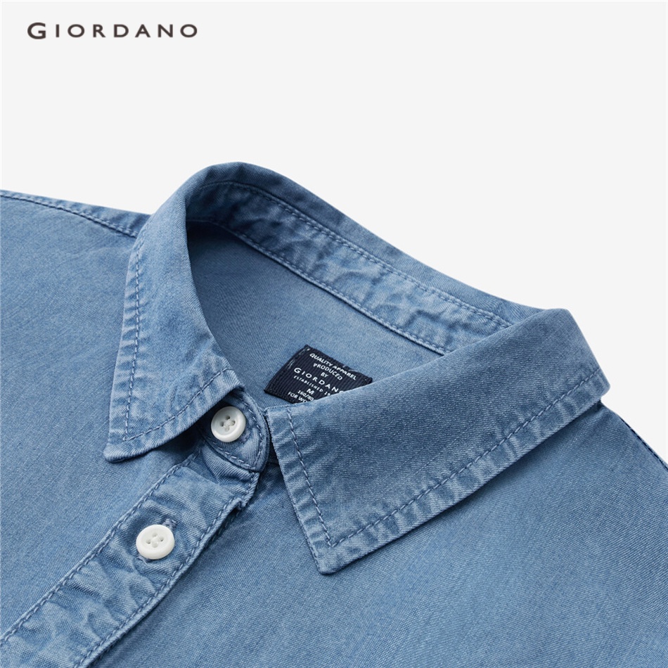 Áo sơ mi GIORDANO 05343107 vải denim tencel nhẹ tay dài dành cho nữ