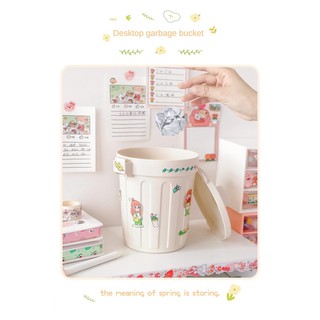Thùng Rác Mini Để Bàn Có Nắp Dễ Thương