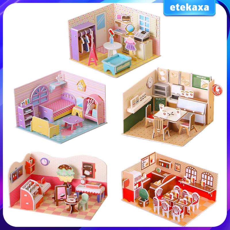Đồ chơi trẻ em Lắp Ráp Mô Hình Ngôi Nhà Hoạt Hình 3D Bằng Giấy Và Xốp Giáo Dục Sớm Cho Bé DIY