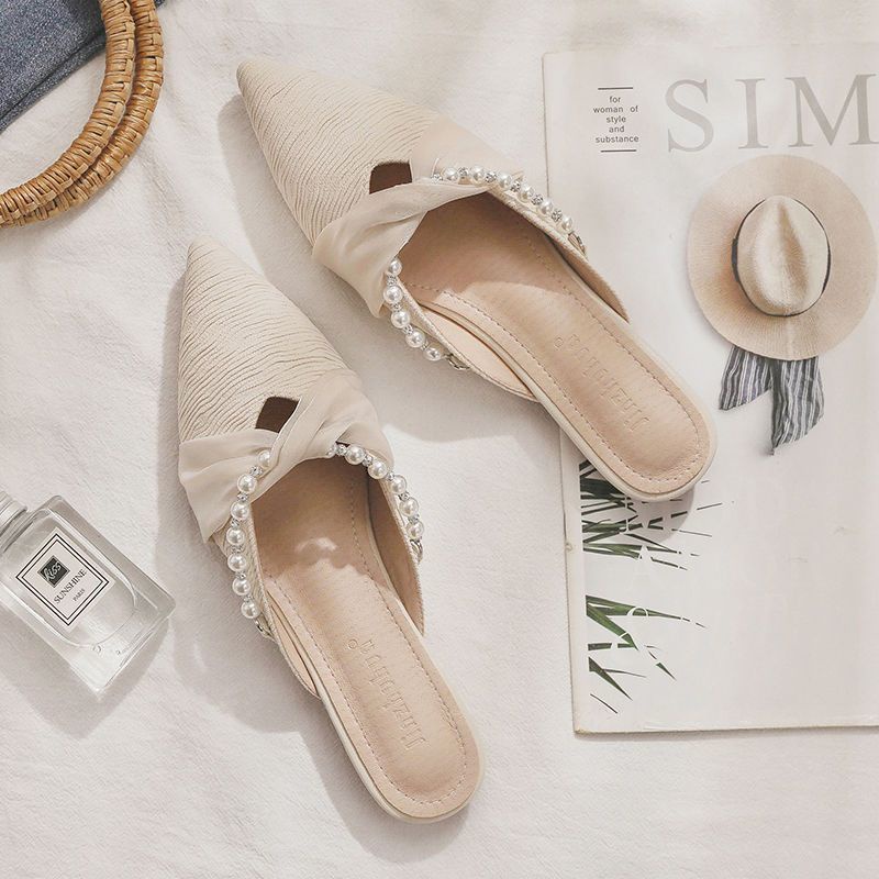 Dép Bít Mũi Nhọn Đế Bằng Thời Trang Mùa Hè Xinh Xắn Cho Nữ