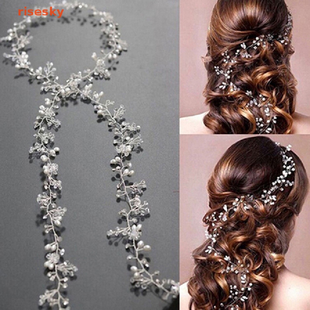 Băng Đô Đính Ngọc Trai Giả 50cm Cho Cô Dâu