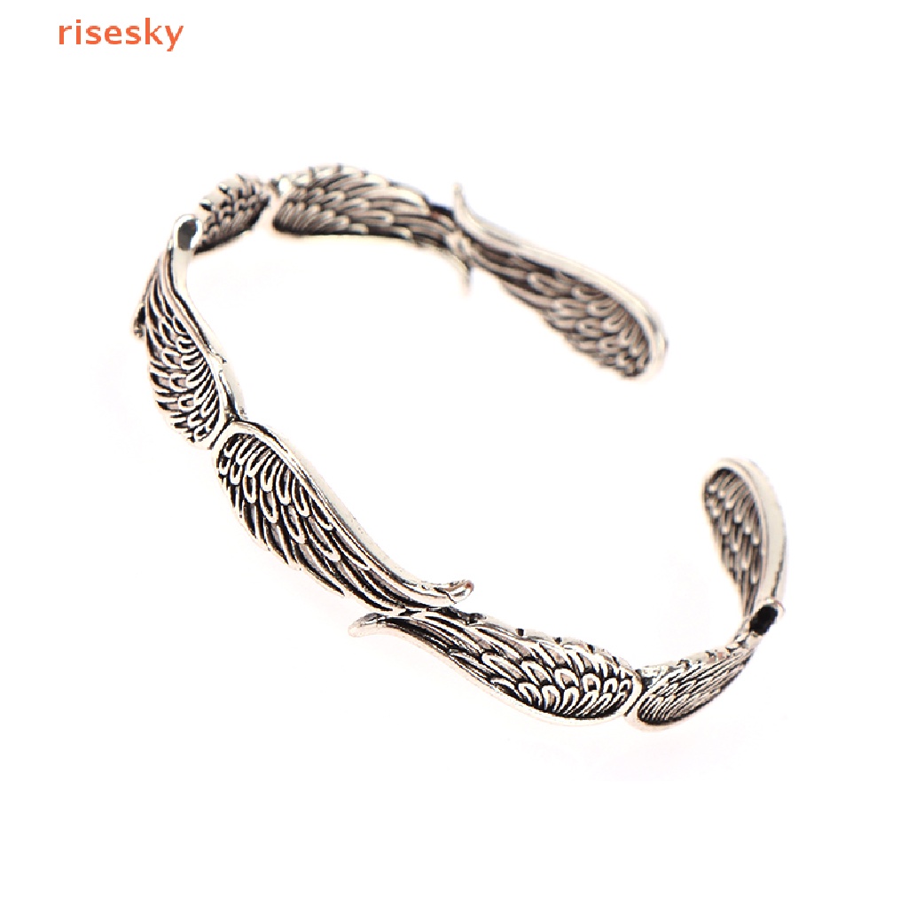 Vòng Tay Hở Hình Đôi Cánh Thiên Thần Bằng Kim Loại Phong Cách Retro Sáng Tạo Dành Cho Nam Nữ