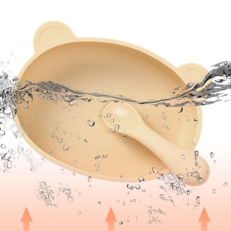 Bộ Tô Ăn Dặm Kèm Nắp Đậy &amp; Muỗng Hình Gấu Dễ Thương Cho Bé Sơ Sinh