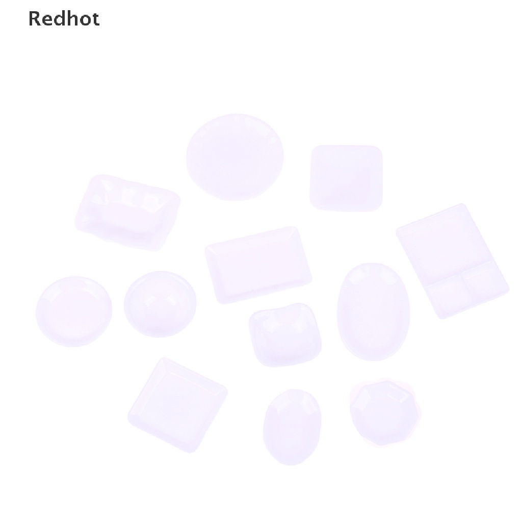 < Redhot > Set 12 Dĩa Đựng Thức Ăn Mini Màu Trắng Trang Trí Nhà Búp Bê