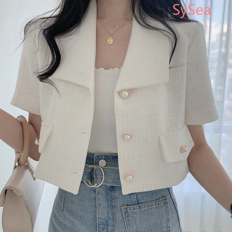 Áo Khoác Tay Ngắn Dáng Rộng Thời Trang Hàn Quốc Cho Nữ