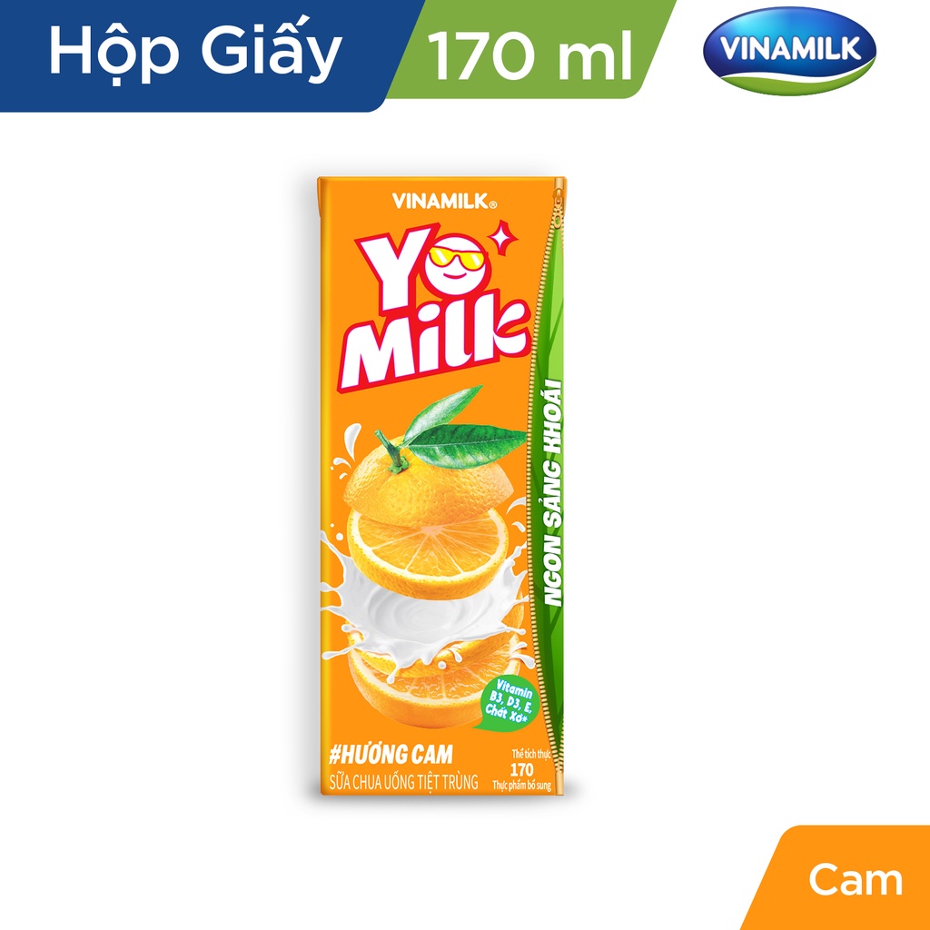 Thùng 48 hộp sữa chua uống hương cam Yomilk - hộp giấy x 170ml
