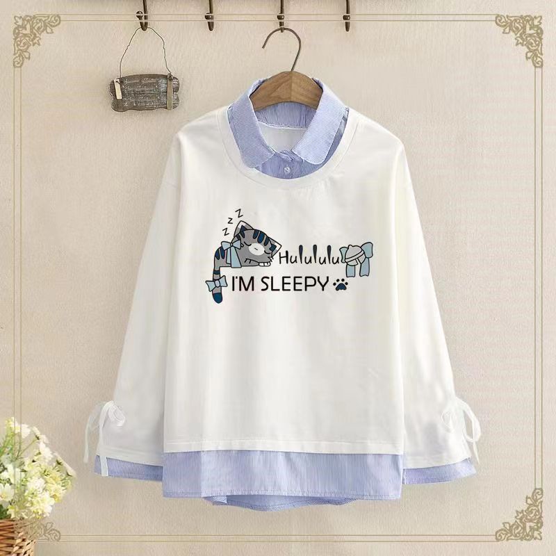 Áo Thun polo Giả Hai Lớp Tay Ngắn Bằng Cotton Phong Cách Nhật Bản Mới